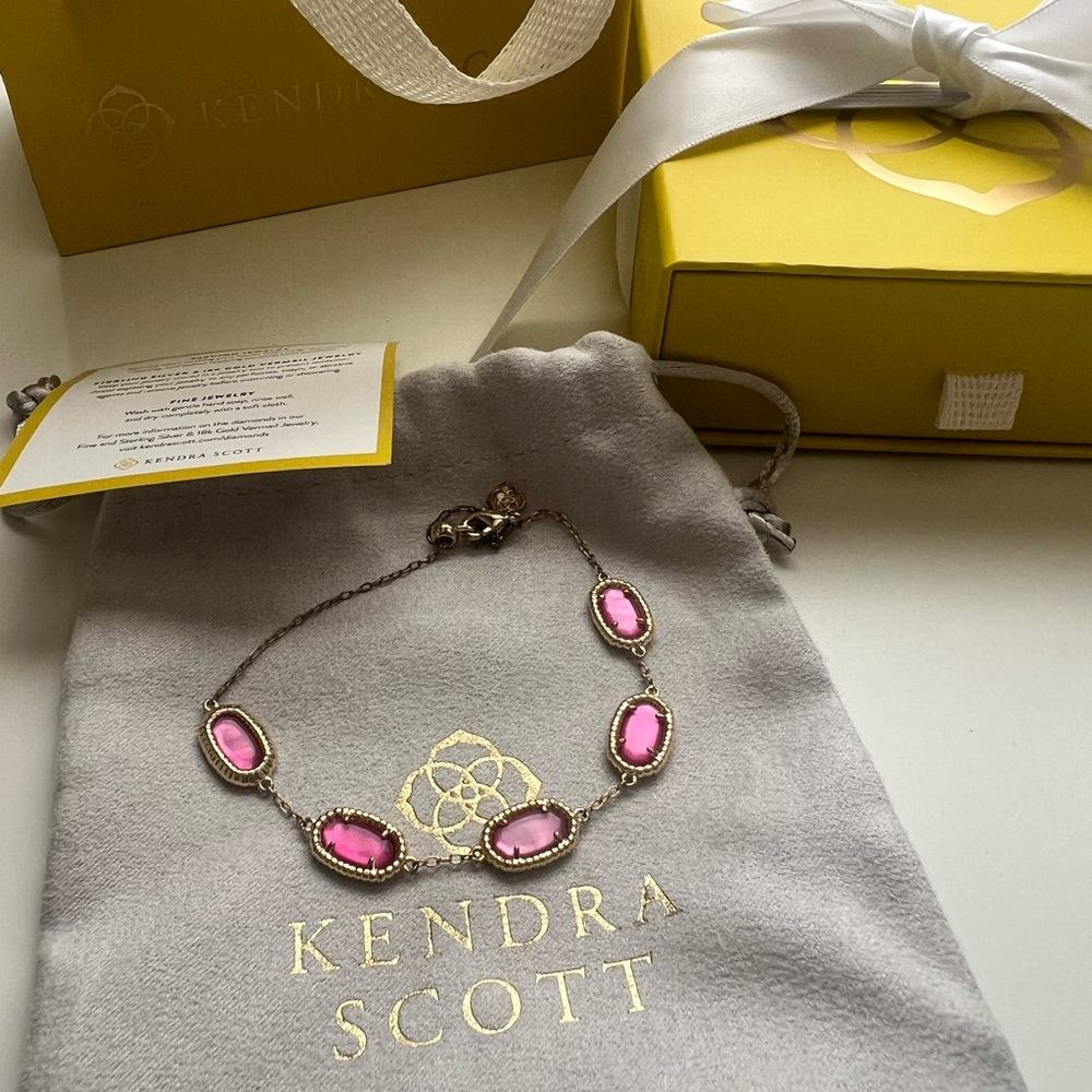 Kendra Scott Gold Bracelet with Pink Stones